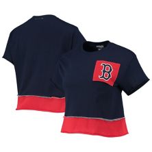 Женская укороченная футболка Refried Apparel темно-синего цвета Boston Red Sox Refried Apparel