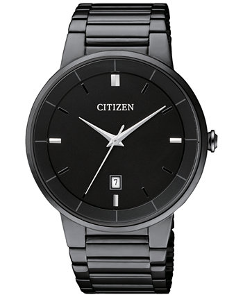 Мужские кварцевые часы с черным ионным покрытием из нержавеющей стали с браслетом 40 мм BI5017-50E Citizen