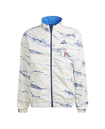 Мужская белая двусторонняя куртка с молнией во всю длину и логотипом национальной сборной Италии Adidas