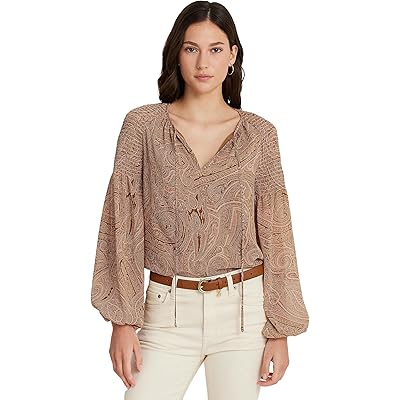 Блузка с завязками на шее из переработанного полиэстера Paisley Georgette от LAUREN Ralph Lauren LAUREN Ralph Lauren