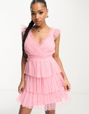 Розовое ярусное платье мини с оборками Anaya Anaya