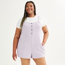 Juniors' Plus Size Live To Be Spoiled Romper with Short Sleeve Tee Live To Be Spoiled