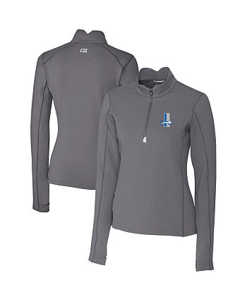 Women's Steel Detroit Lions Throwback Logo Traverse Stretch Quarter-Zip Pullover Top Cutter & Buck