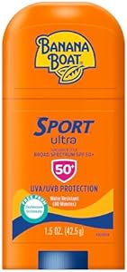 Banana Boat Sport Ultra Sunscreen Stick SPF 50, 1.5oz | Travel Sunscreen, Mini Sunscreen, SPF Stick Sunscreen, Oxybenzone Free Sunscreen, 1.5oz BANANA BOAT