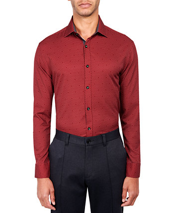 Мужская классическая рубашка-стрейч приталенного кроя без железа с точечным принтом Society of Threads