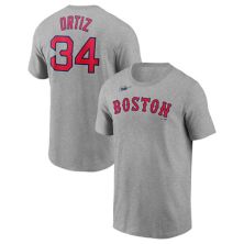 Мужская футболка Nike David Ortiz Heather Grey Boston Red Sox с именем и номером Nike