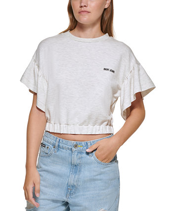 Укороченная футболка с развевающимися рукавами DKNY Jeans