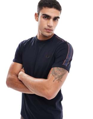 Fred Perry contrast tape ringer t-shirt in navy Fred Perry