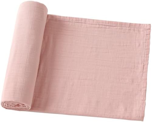 POMISO Muslin Swaddle Blankets for Boys and Girls, Soft Cotton Baby Swaddle Blankets for Unisex, 47 X 47 inches Muslin Swaddles, 4 Pack Leaves & Warmth Colors POMISO