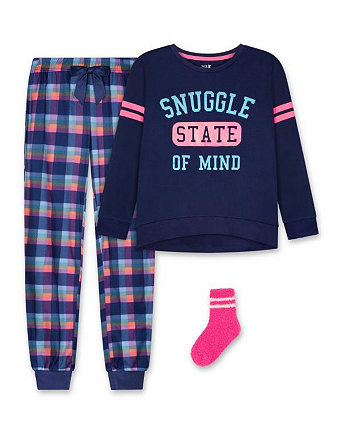 Little Girls Long Sleeve Top, Pajama and Socks, 3 Piece Set Max & Olivia