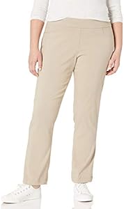 SLIM-SATION Women's Plus Size Wide Band Tall Pull-on Straight Leg Pant with Tummy Control SLIM-SATION