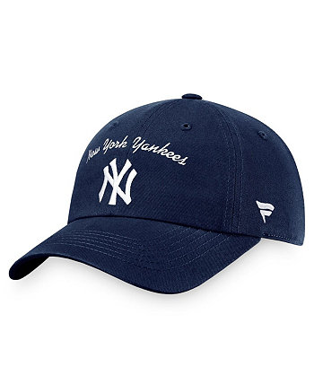 Женская фирменная темно-синяя регулируемая кепка New York Yankees с логотипом Iconic Script Logo Fanatics