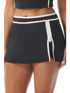 Piping Solid Excel Swim Skort with Side Zipper Detail BEACH HOUSE