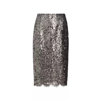 Лаккардовая кружевная юбка-карандаш Frederick Anderson