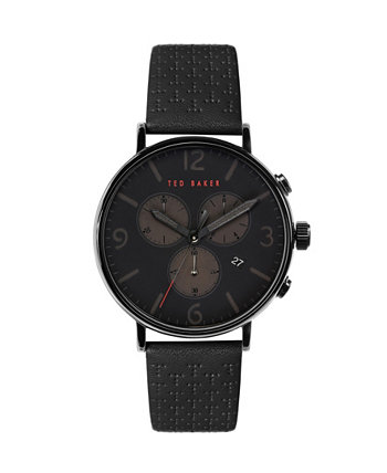 Мужские часы Barnett Backlight с черным кожаным ремешком 41 мм Ted Baker