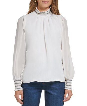 Женская шифоновая блузка с вырезом под горло и рукавами Karl Lagerfeld Paris