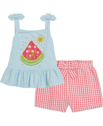 Baby Girls Flounce-Hem Tank Top and Checkered French Terry Shorts Kids Headquarters