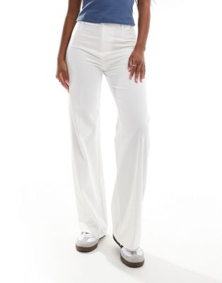 Bershka high rise tailored pants in white Bershka