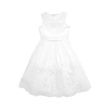 Little Girl's &amp; Girl's Mia Embroidered Satin Dress Us Angels