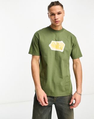 Зеленая футболка цвета хаки с принтом на груди Huf Gold Standard HUF