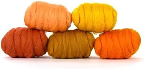 Revolution Fibers | Mixed Merino Wool Variety Pack | Perfect Wool Roving for Spinning, Needle Felting, Wet Felting, Weaving and Crafting (Pumpkin Patch (Orange), 250 Grams) Revolution Fibers