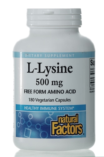 Natural Factors L-лизин -- 500 мг -- 180 вегетарианских капсул Natural Factors