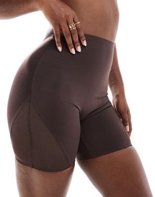 ASOS DESIGN Contouring medium control low back shorts in brown ASOS DESIGN