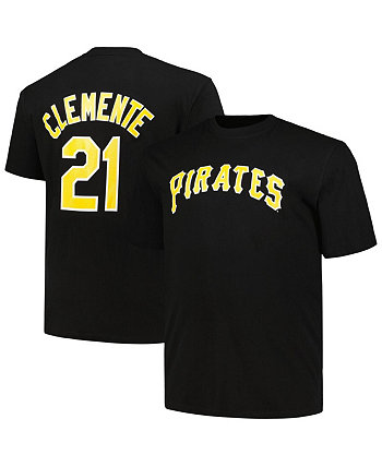 Мужская черная футболка Roberto Clemente Pittsburgh Pirates Big and Tall Cooperstown Collection с именем и номером игрока Profile