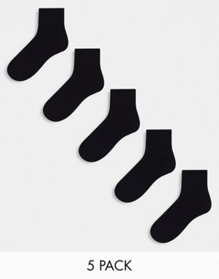 Пять пар черных носков ASOS DESIGN ASOS DESIGN