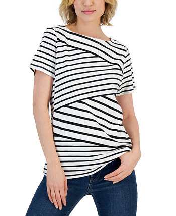 Women's Callie Stripe Short-Sleeve Top, Created for Macy's Karen Scott