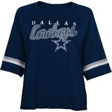 Темно-синяя футболка с короткими рукавами и регланом Juniors Dallas Cowboys Burnout Outerstuff