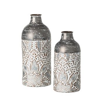 Metal Baroque Printed Vase Floor Decor 2-piece Set Sullivan's