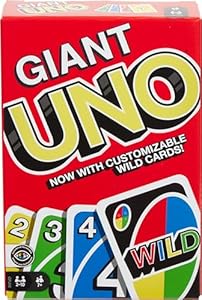 Mattel Games Giant UNO Jurassic World Domination Card Game for Kids & Game Night, Oversized Cards & Customizable Wild Cards Mattel Games