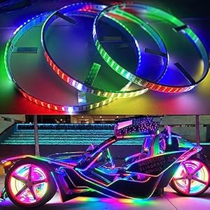 Bluetooth + Remote Control 3PCS 15.5" Triple Row Wheel Rim Lights RGB Whte Dream Color Chasing Rainbow Symphony Lighting for Polaris Slingshot 2015-2022 Ydzwavui