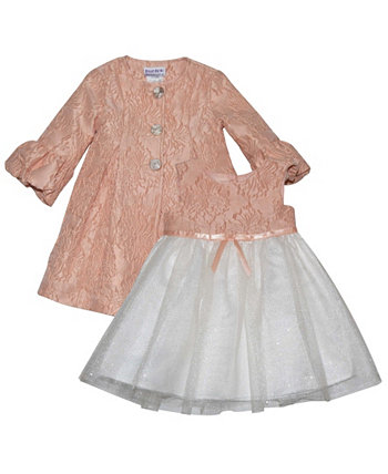 Жаккардовое свободное пальто и платье с юбкой из тюля для новорожденных девочек, комплект из 2 предметов Blueberi Boulevard