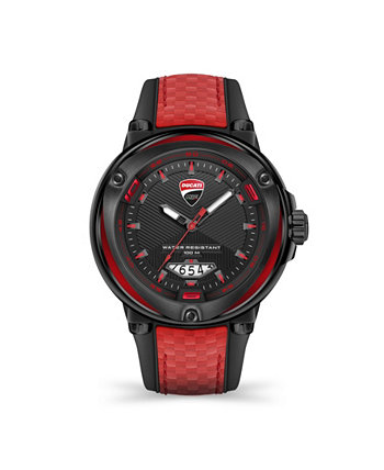 Мужские часы Partenza с черным и красным силиконовым ремешком 49 мм Ducati Corse