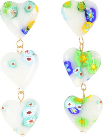 Серьги-подвески с цветочным принтом в форме сердца BAUBLEBAR