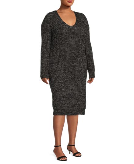 Плюс платье-свитер с длинными рукавами и круглым вырезом Dex