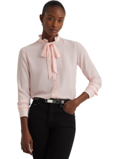 Классическая рубашка с воротником из жоржета и завязкой на воротнике LAUREN Ralph Lauren