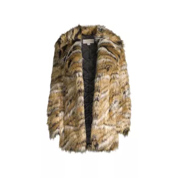Пальто из искусственного меха цвета металлик Tiger MICHAEL Michael Kors