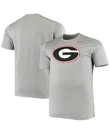 Мужская спортивная футболка с логотипом Georgia Bulldogs Big and Tall Legend Primary цвета меланжевого древесного угля Nike