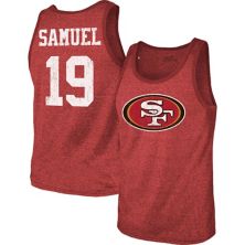Men's Majestic Threads Deebo Samuel Scarlet San Francisco 49ers Name & Number Tri-Blend Tank Top Majestic Threads