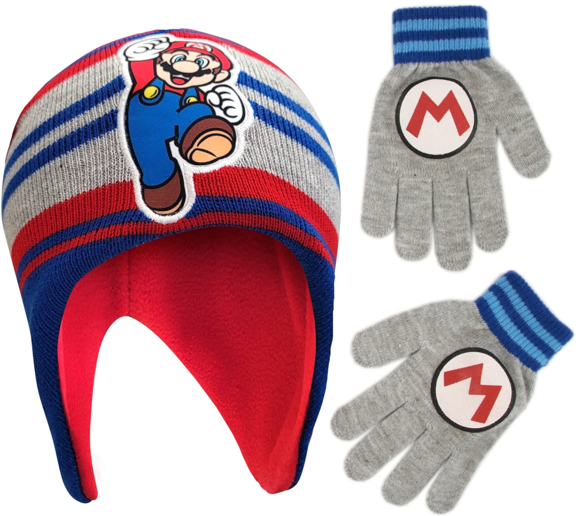 Зимняя шапка Nintendo для малышей, детские перчатки или варежки для малышей, шапочка Super Mario для мальчиков 4–7 лет Nintendo