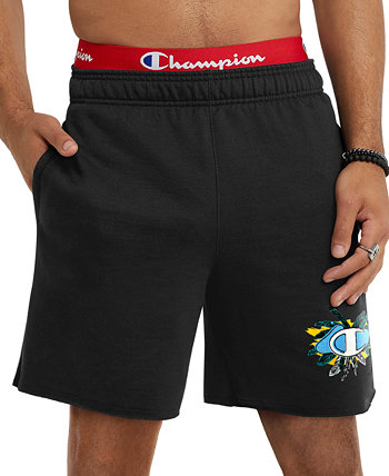 Мужские флисовые шорты Powerblend стандартной посадки 7 дюймов с логотипом и принтом Champion