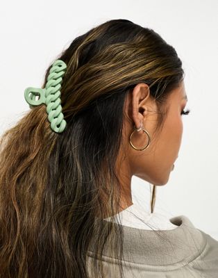 Светло-зеленая заколка для волос с эффектом цепочки DesignB London DesignB London