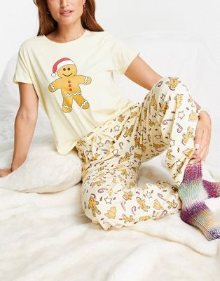 Бледно-желтый рождественский пижамный комплект с пряничным человечком Brave Soul Brave Soul