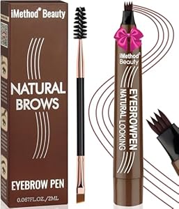 iMethod Eyebrow Pen - Eyebrow Pencil Magical Upgraded Eye Brow Pencils for Women with 4 Fork Tip & Spoolie Brush for Hair-Like Defined Natural Brows, Last All-Day, Microblading Eyebrow Pen, Black IMethod