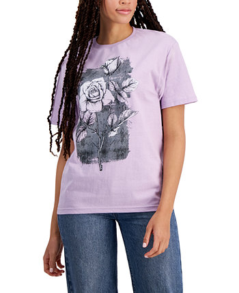 Хлопковая футболка с рисунком выцветшей розы для юниоров Rebellious One