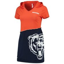 Женские футболки Refried Оранжевое / темно-синее мини-платье с капюшоном и V-образным вырезом Chicago Bears Unbranded