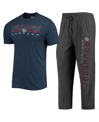 Мужской комплект для сна: темно-серый, темно-синяя футболка Gonzaga Bulldogs Meter и брюки Concepts Sport